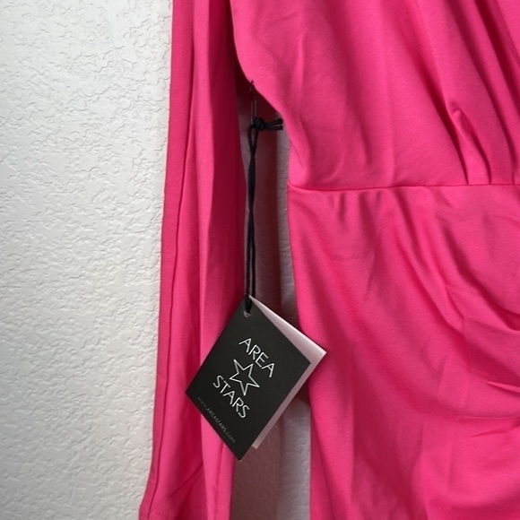 Area Stars Pink Ruched Long Sleeve Dress Size L - Picture 9 of 10